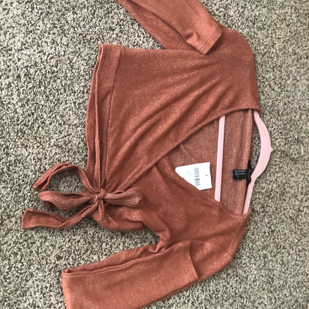 Forever 21 Knit Self Tie Wrap Top